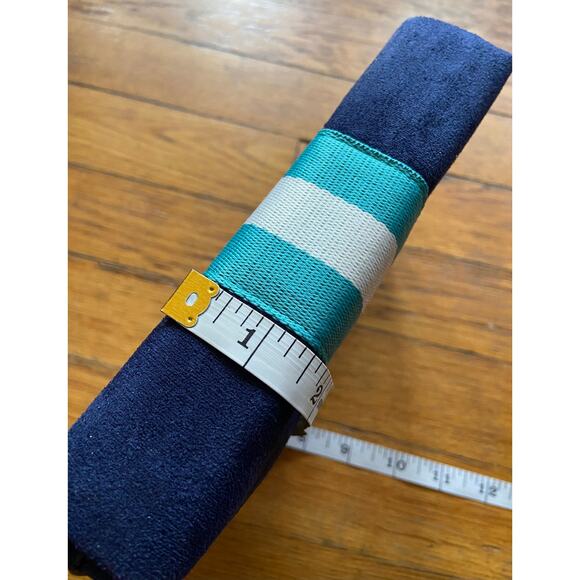 Retro Navy Blue Faux Suede Striped Zip Pouch/Clutch (NWOT) - Picture 9 of 9